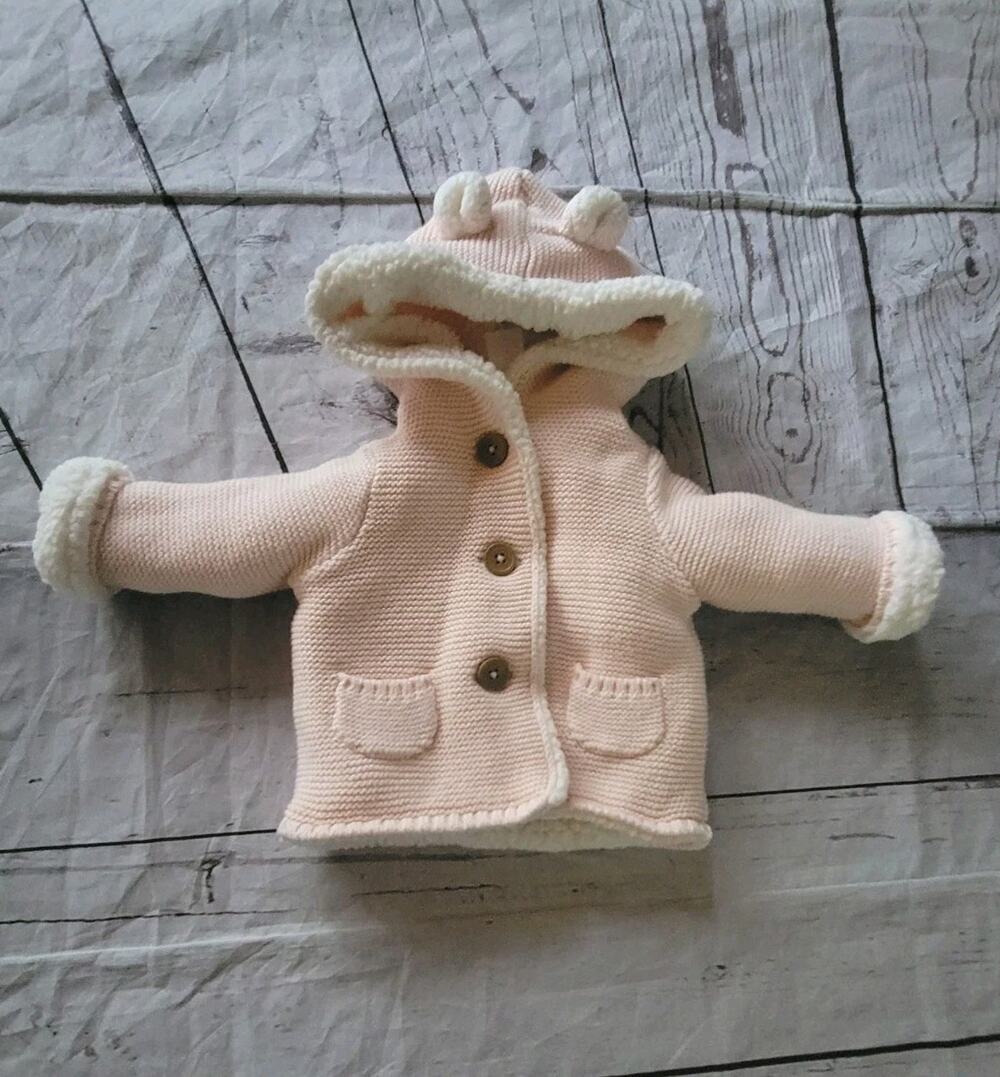 Carter's Pink Winter Jacket Size 3 Months Coat Button Up Hooded Bear Ears Sherpa
